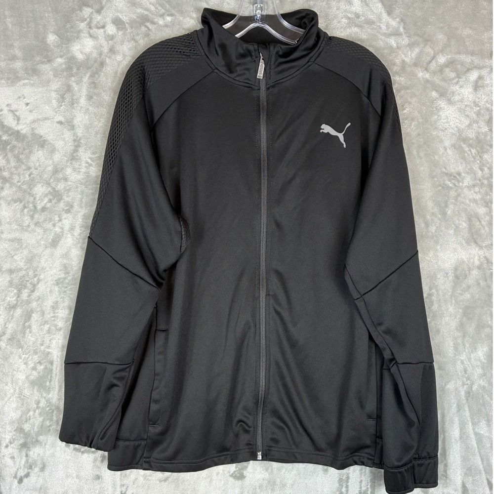 Puma Mens Black Full Zip Training Track Jacket Mesh Panels 845086-01 Size Medium